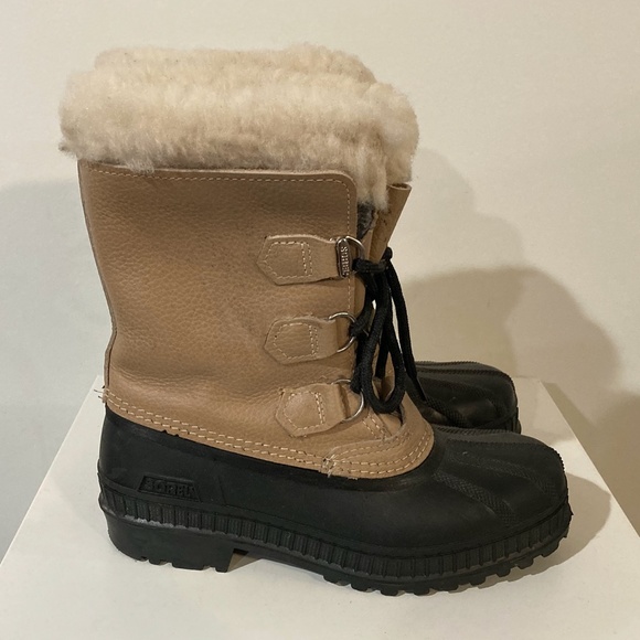 Sorel Leather Winter Boots - Tan and Black - Picture 1 of 6